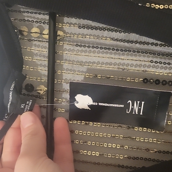 NWT- INC Deep Black Glam Shirt - Picture 2 of 3